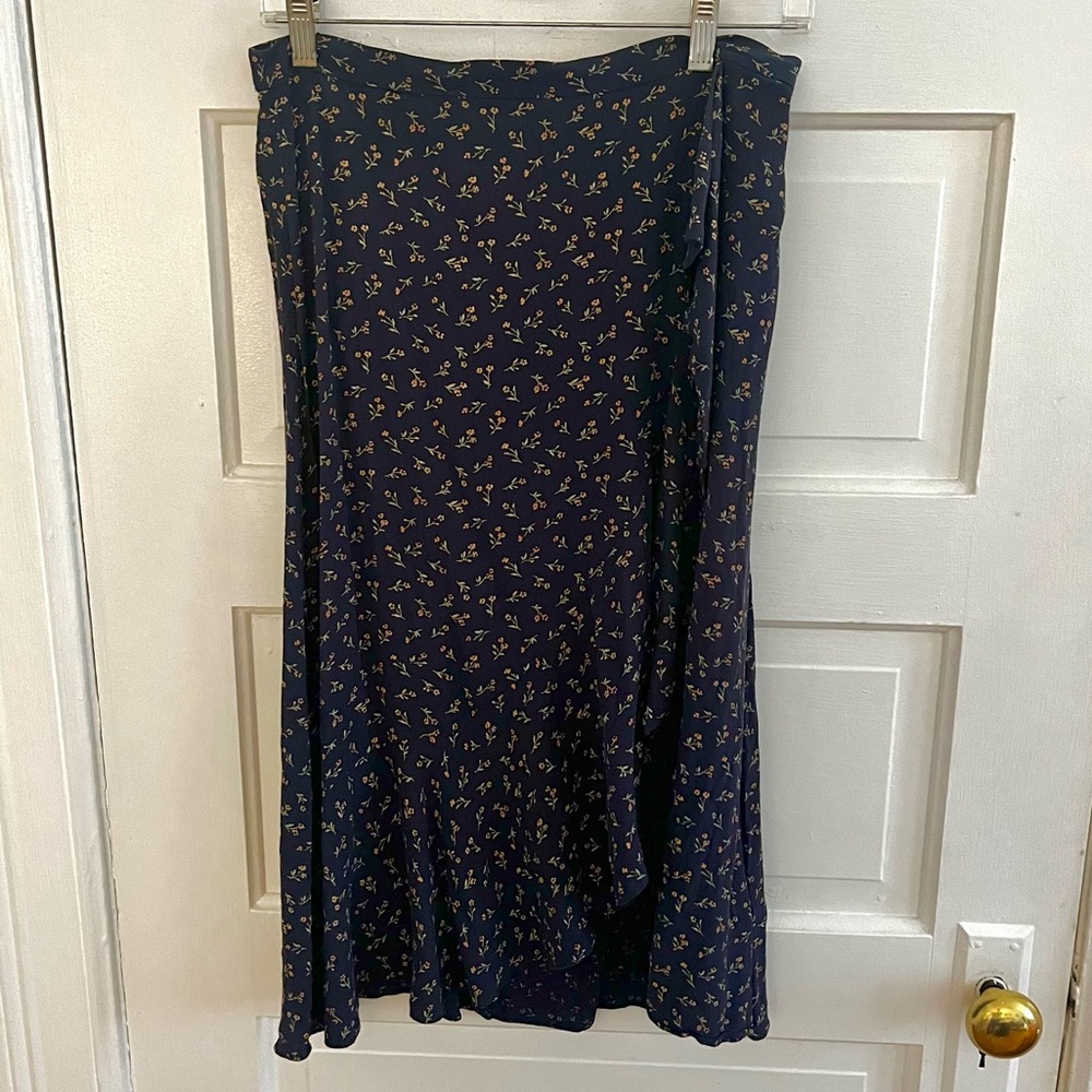Madewell Midi Skirt with Ruffle Wrap Detail